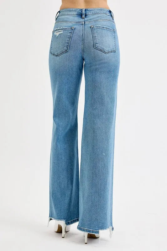 RISEN Full Size Distressed Wide Leg Jeans Plus Size by Uneeque Designzz