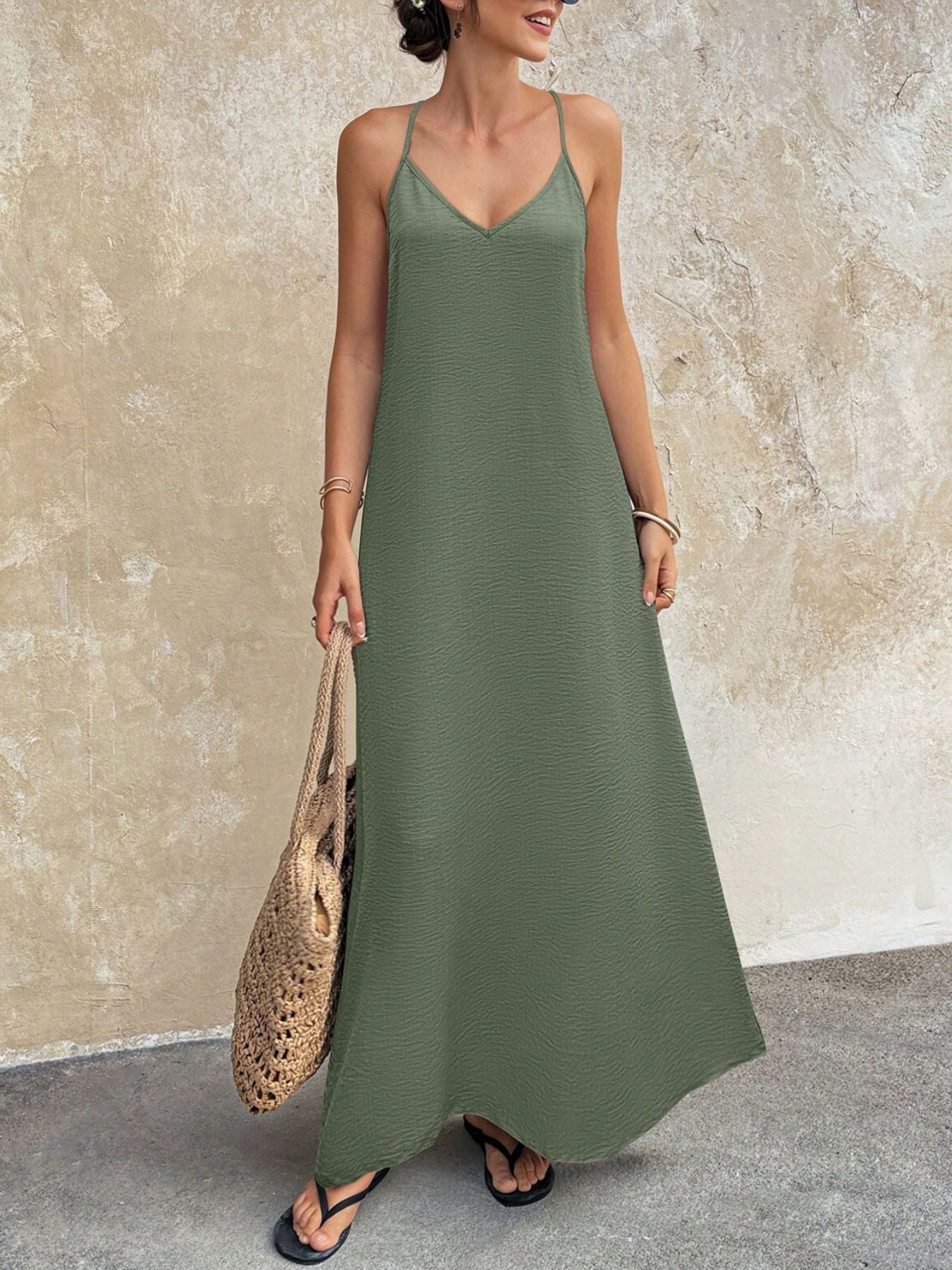 V-Neck Maxi Cami Dress by Trendsi