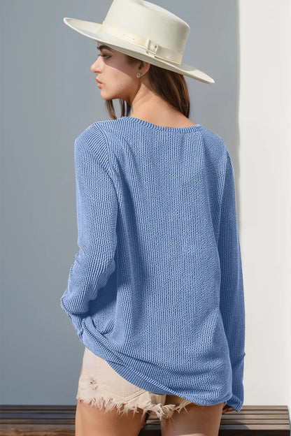 Double Take Full Size Notched Thumbhole Long Sleeve T-Shirt – Uneeque Designzz