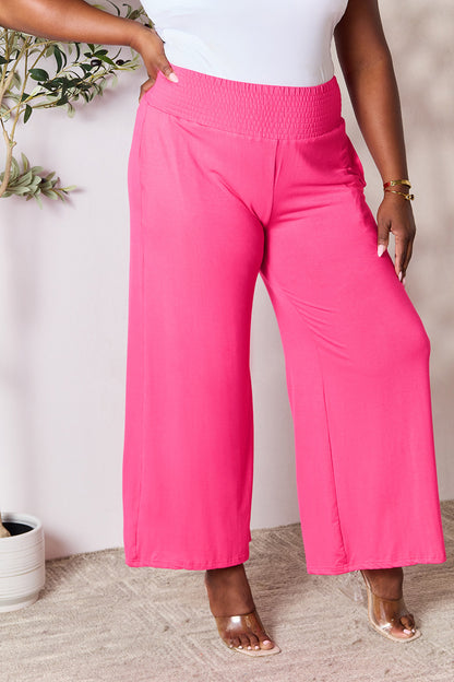 Double Take Full Size Smocked Wide Waistband Wide Leg Pants – Uneeque Designzz