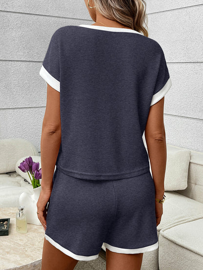 Contrast Trim Short Sleeve Top and Shorts Set – Uneeque Designzz