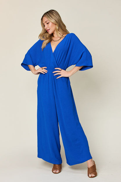 Double Take Full Size Surplice Wide Leg Jumpsuit with Pockets – Uneeque Designzz