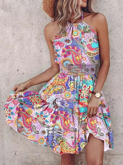 Paisley Print Halter Neck Mini Dress – Uneeque Designzz