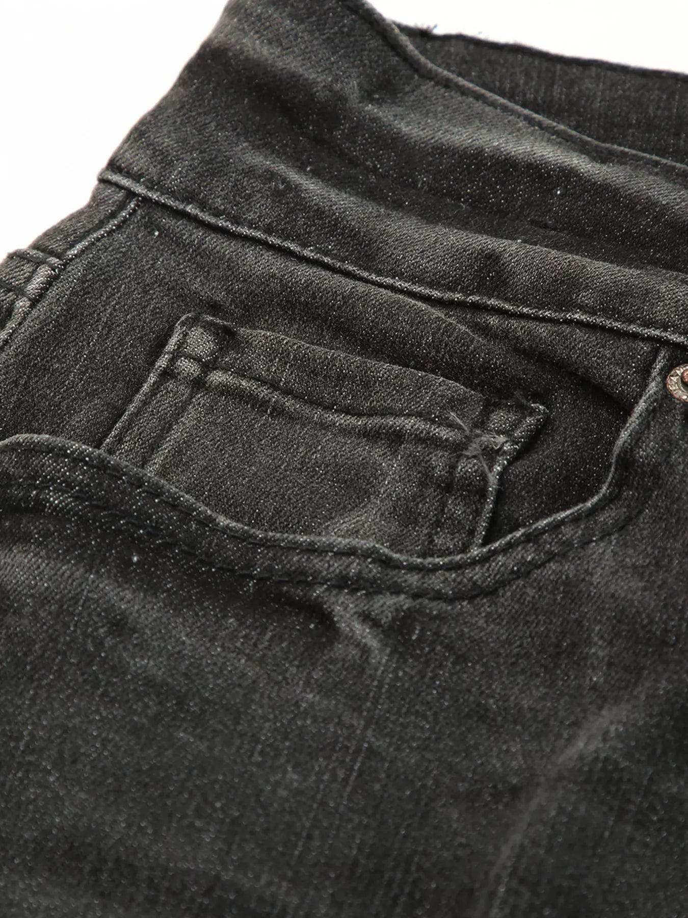 High Waist Distressed Straight Leg Jeans by Trendsi