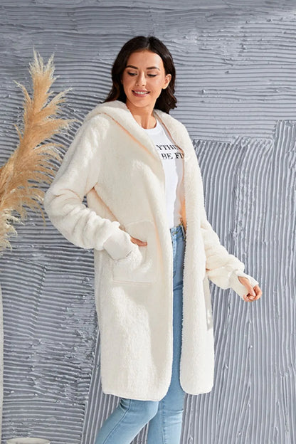 Double Take Full Size Hooded Teddy Bear Jacket with Thumbholes – Uneeque Designzz