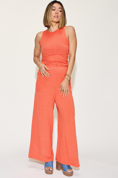 Basic Bae Full Size Ribbed Tank and Wide Leg Pants Set – Uneeque Designzz