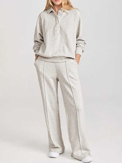 Collared Sweatshirt and High Waist Pants Active Set – Uneeque Designzz