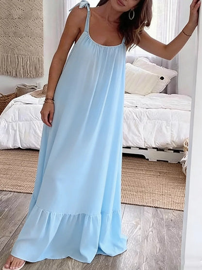 Sleeveless Tie Strap Flowy Maxi Dress Casual Everyday – Uneeque Designzz