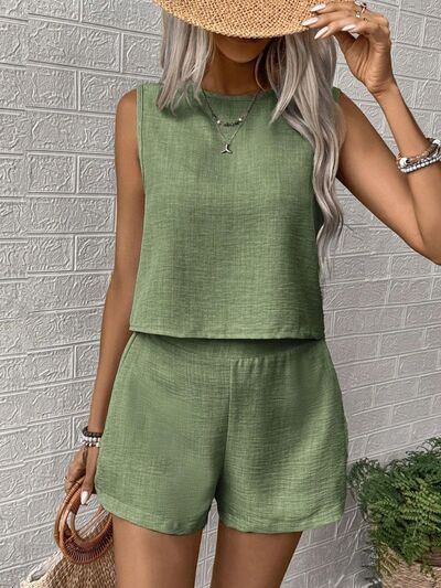 Round Neck Sleeveless Top and Shorts Set – Uneeque Designzz