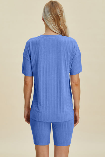 Basic Bae Full Size Ribbed V-Neck Short Sleeve Top and Shorts Set – Uneeque Designzz