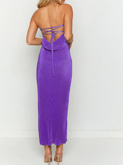 Lace-Up Back Tube Maxi Dress – Uneeque Designzz