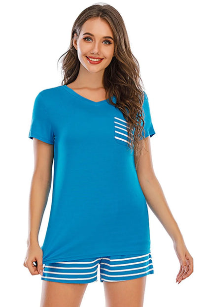 Striped Short Sleeve Top and Shorts Lounge Set – Uneeque Designzz