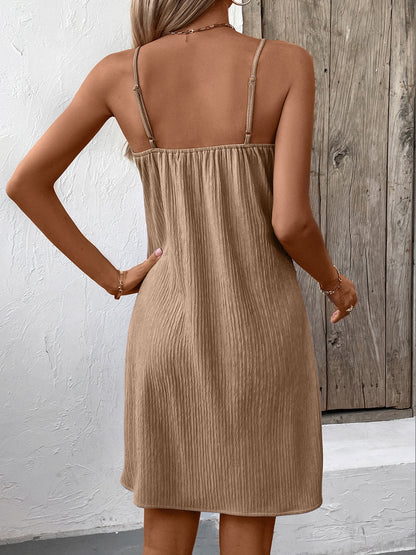 Ivy Lane Textured V-Neck Sleeveless Mini Cami Dress – Uneeque Designzz