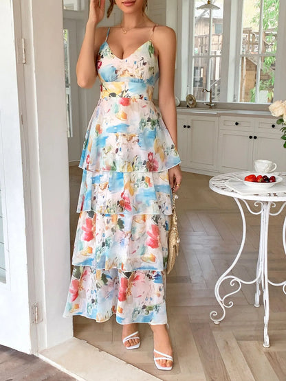 Floral Layered Maxi Cami Dress – Uneeque Designzz
