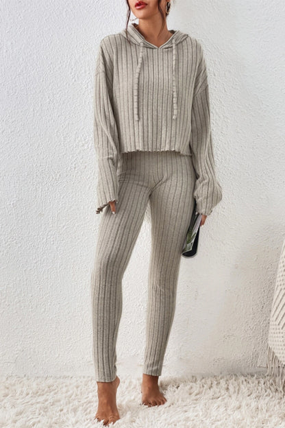 Lettuce Hem Dropped Shoulder Hooded Top and Pants Set – Uneeque Designzz