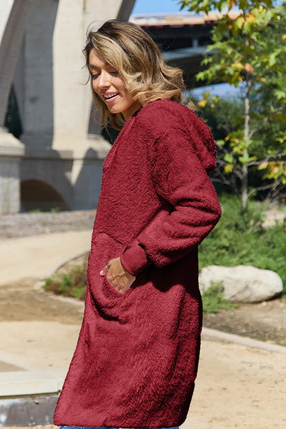 Double Take Full Size Hooded Teddy Bear Jacket with Thumbholes – Uneeque Designzz