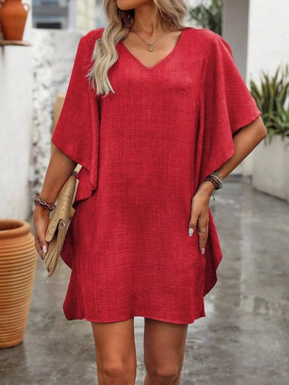 Ruffled Flutter Sleeve V-Neck Mini Dress – Uneeque Designzz