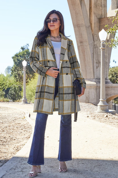 Double Take Full Size Plaid Button-Up Lapel Collar Coat – Uneeque Designzz