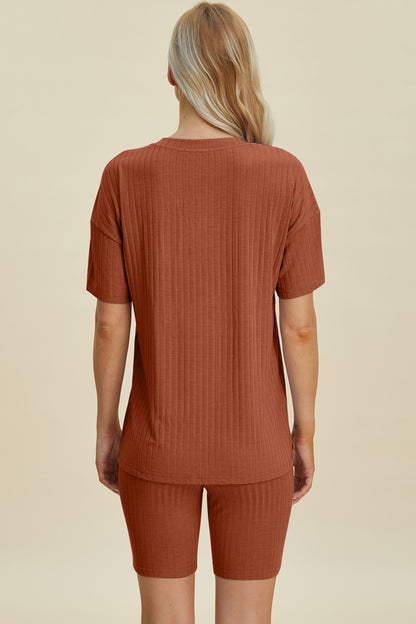 Basic Bae Full Size Ribbed V-Neck Short Sleeve Top and Shorts Set – Uneeque Designzz