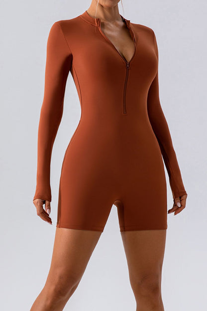 Half Zip Long Sleeve Active Romper – Uneeque Designzz