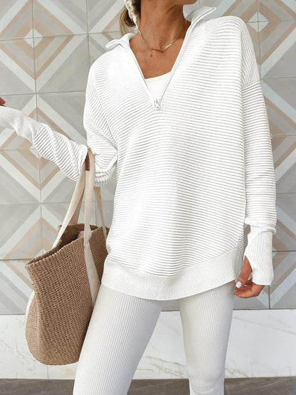 Half Zip Long Sleeve Knit Top – Uneeque Designzz
