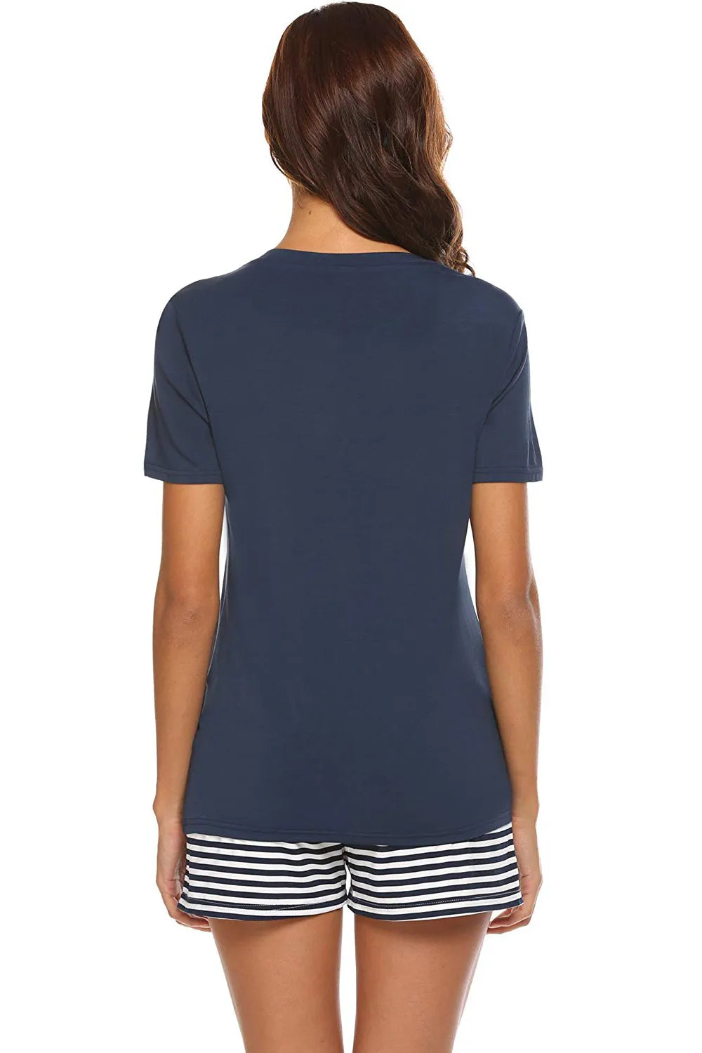 Striped Short Sleeve Top and Shorts Lounge Set by Trendsi