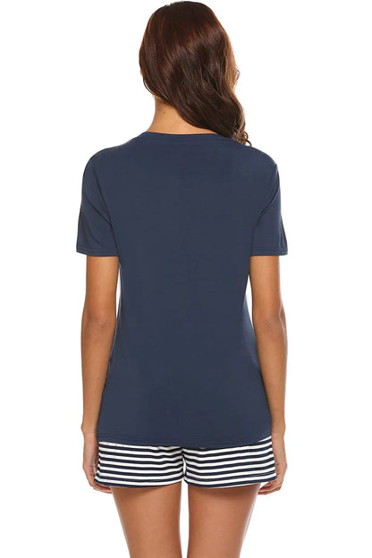 Striped Short Sleeve Top and Shorts Lounge Set – Uneeque Designzz