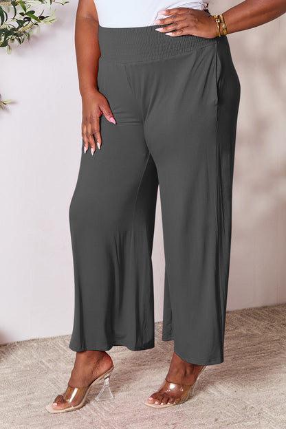 Double Take Full Size Smocked Wide Waistband Wide Leg Pants – Uneeque Designzz