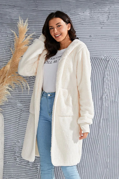 Double Take Full Size Hooded Teddy Bear Jacket with Thumbholes – Uneeque Designzz