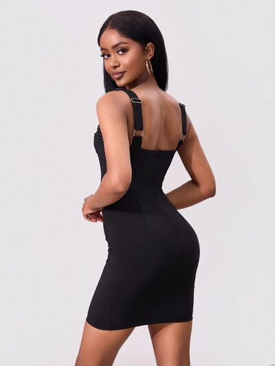 Bead Trim Wide Strap Wrap Dress – Uneeque Designzz