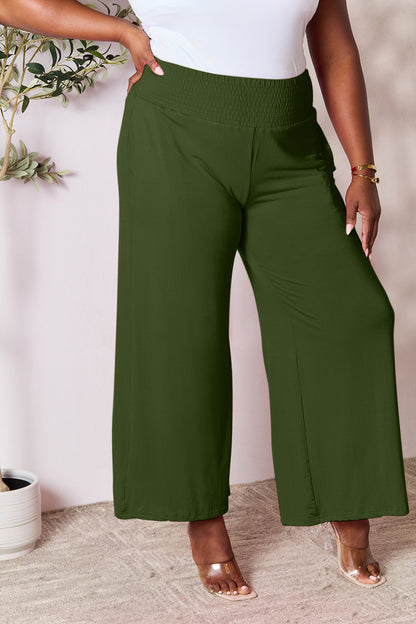 Double Take Full Size Smocked Wide Waistband Wide Leg Pants – Uneeque Designzz