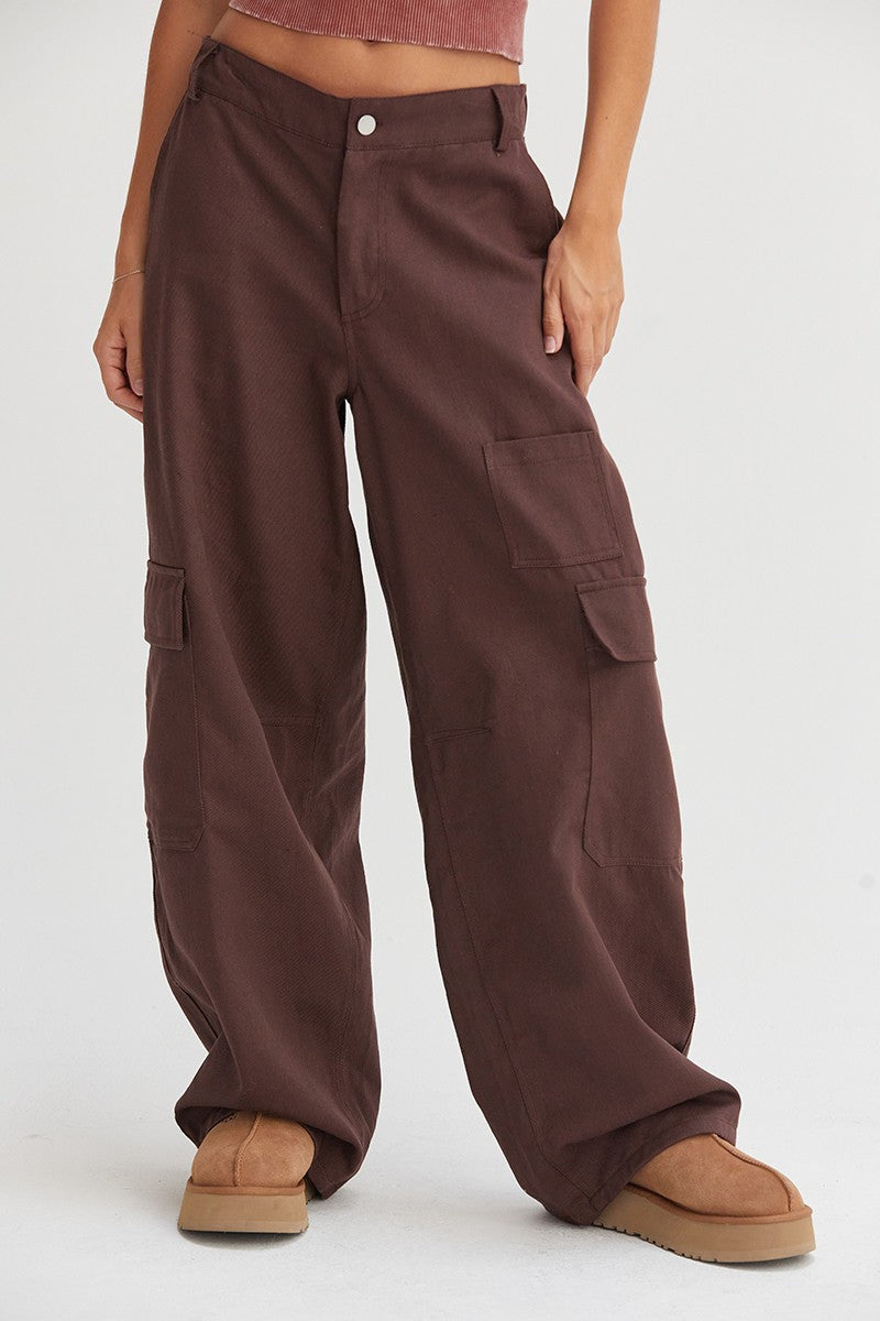 HYFVE Elastic Waist Wide-Leg Cargo Pants