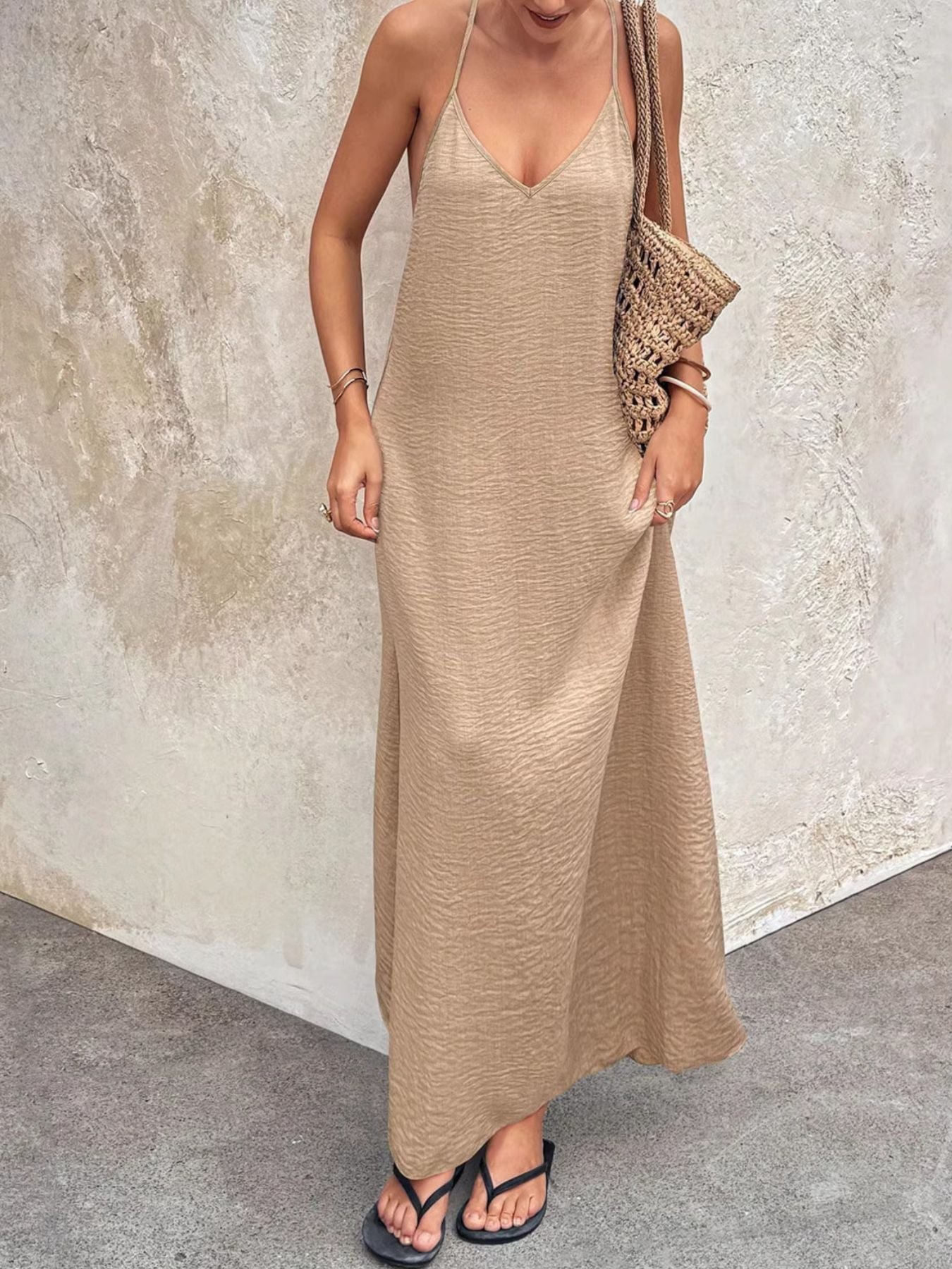 V-Neck Maxi Cami Dress by Trendsi