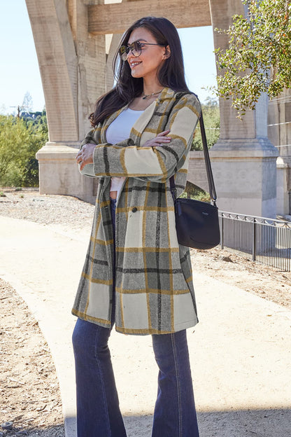 Double Take Full Size Plaid Button-Up Lapel Collar Coat – Uneeque Designzz