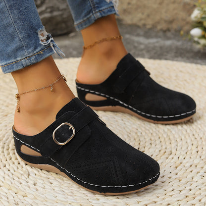 Suede Round Toe Wedge Sandals – Uneeque Designzz
