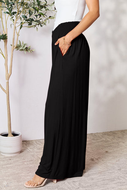 Double Take Full Size Smocked Wide Waistband Wide Leg Pants – Uneeque Designzz