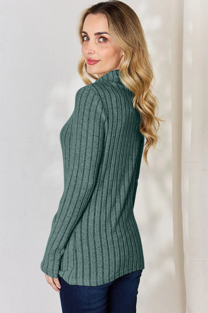 Basic Bae Full Size Ribbed Mock Neck Long Sleeve T-Shirt – Uneeque Designzz