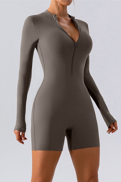 Half Zip Long Sleeve Active Romper – Uneeque Designzz