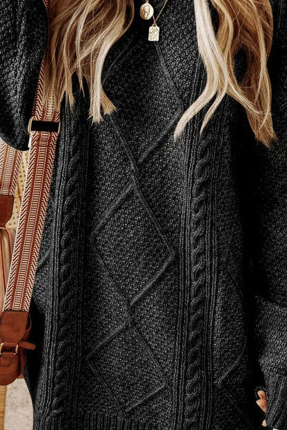 Cable-Knit Round Neck Sweater Dress – Uneeque Designzz