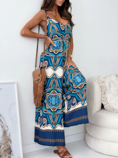 Paisley Spaghetti Strap Wide Leg Jumpsuit – Uneeque Designzz