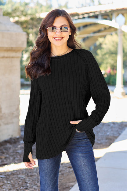 Basic Bae Full Size Ribbed Round Neck Long Sleeve Knit Top – Uneeque Designzz