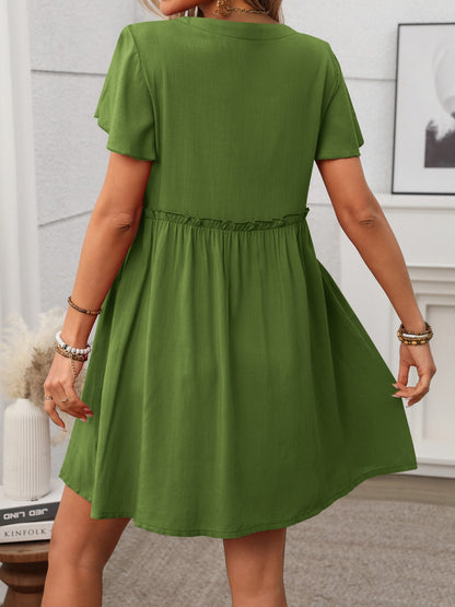 Button Front Flutter Sleeve Dress – Uneeque Designzz