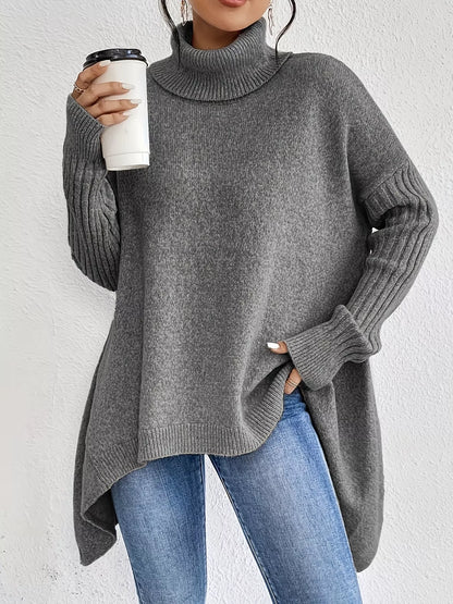 Turtleneck High-Low Hem Sweater – Uneeque Designzz