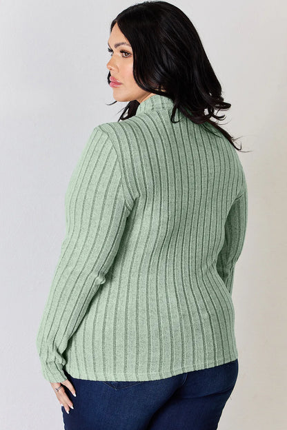 Basic Bae Full Size Ribbed Mock Neck Long Sleeve T-Shirt – Uneeque Designzz
