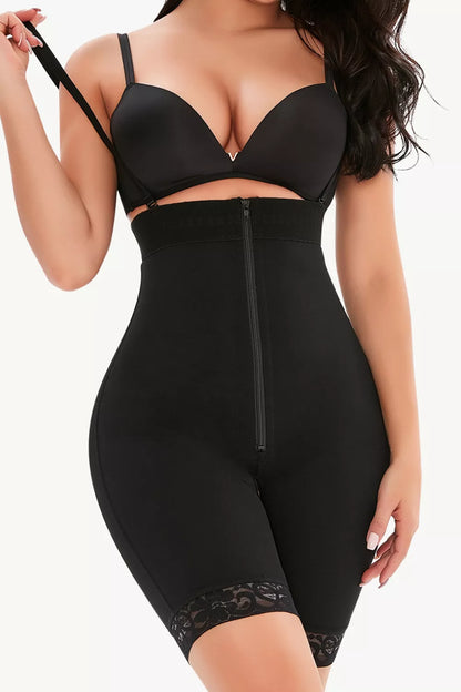 Full Size Lace Detail Zip-Up Under-Bust Shaping Bodysuit by Trendsi
