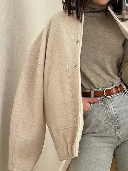 Unlined Cotton Blend Drop Shoulder Button Jacket Relaxed Fit Outerwear – Uneeque Designzz