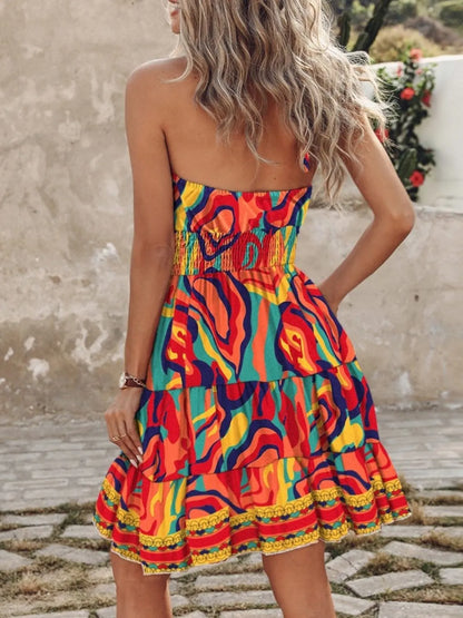 Paisley Print Halter Neck Mini Dress – Uneeque Designzz