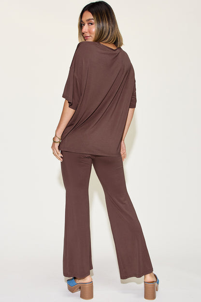 Basic Bae Full Size Bamboo Drop Shoulder T-Shirt and Flare Pants Set – Uneeque Designzz