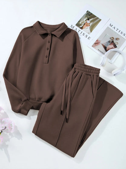 Collared Sweatshirt and High Waist Pants Active Set – Uneeque Designzz