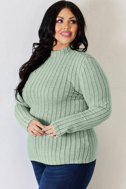 Basic Bae Full Size Ribbed Mock Neck Long Sleeve T-Shirt – Uneeque Designzz
